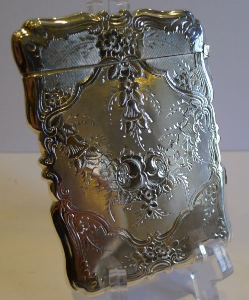 Magnificent Antique English Sterling Silver Card Case - 1855