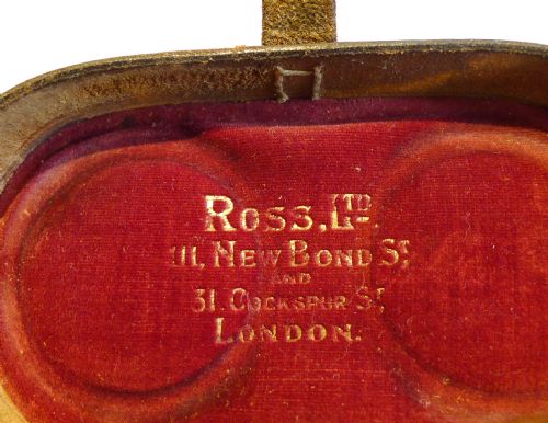 fig 4. Grand Large Pair Antique English Brass & Leather Binoculars - Ross, London c.1900
