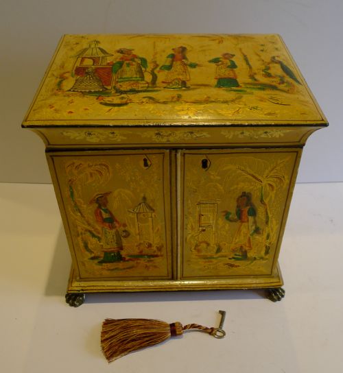 Antique English Regency Chinoiserie Jewellery Cabinet C.1820
