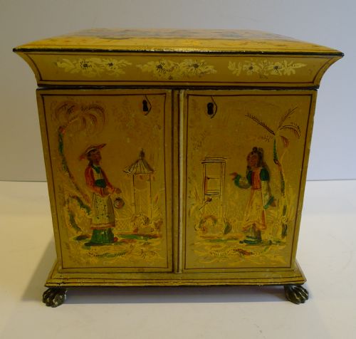 fig 1. Antique English Regency Chinoiserie Jewellery Cabinet c.1820
