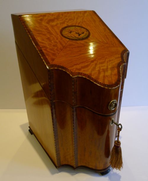 Magnificent English Sheraton Satinwood Shell Inlaid Knife Box - Converted to Stationery C.1790