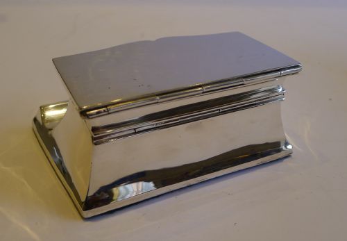 fig 1. Unusual Antique English Double Inkwell & Triple Postage Stamp Box - 1911