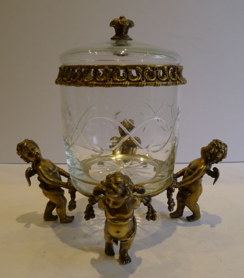 Grand Antique French Biscuit Box C.1890 - Cherubs or Putti Figures