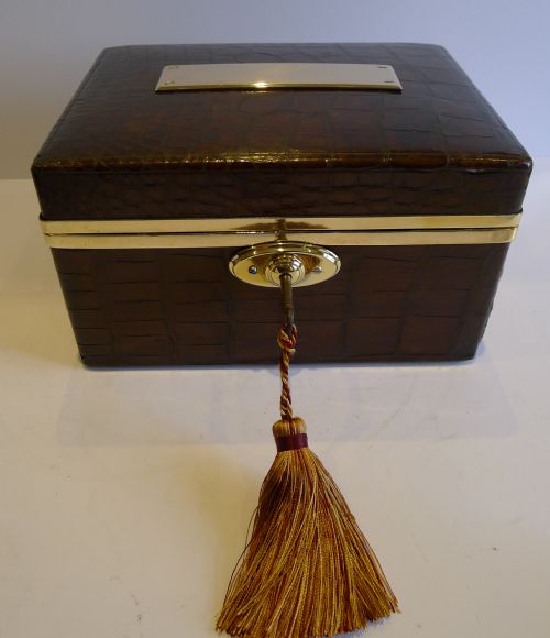 fig 1. Antique English Crocodile Jewellery Box c.1910