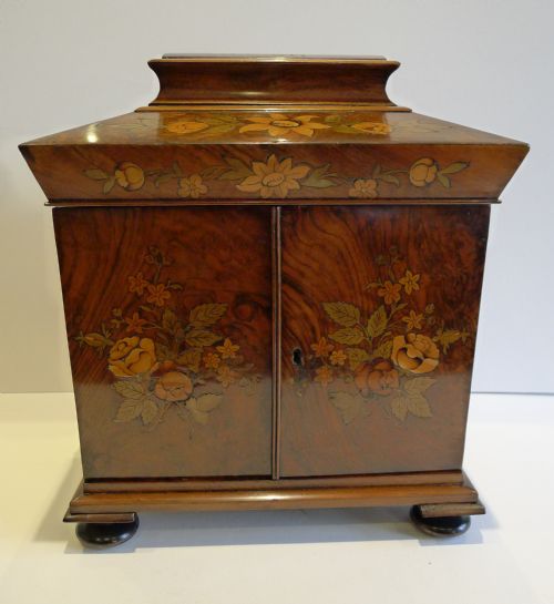 fig 2. Magnificent Antique English Marquetry Inlaid Walnut Compendium c.1820
