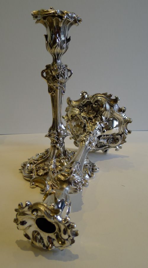 Magnificent Antique English Candlesticks in Silver Plate - Elkington & Co. - 1860