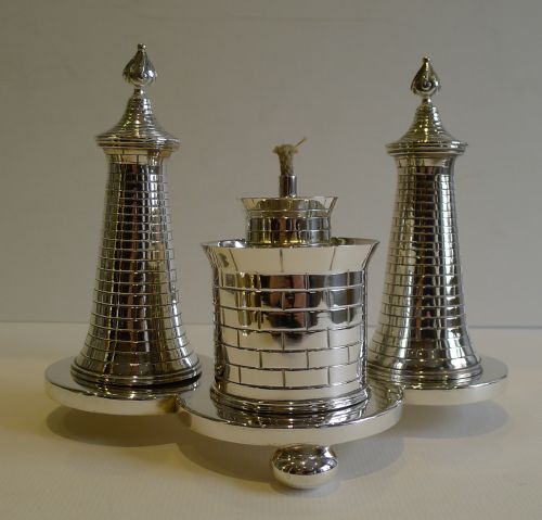 Unusual Antique Novelty English Table Lighter in Silver Plate C.1890
