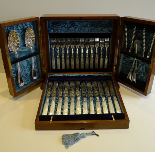 Antique English Fruit, Nut & Desert Set by Walker & Hall - 1880