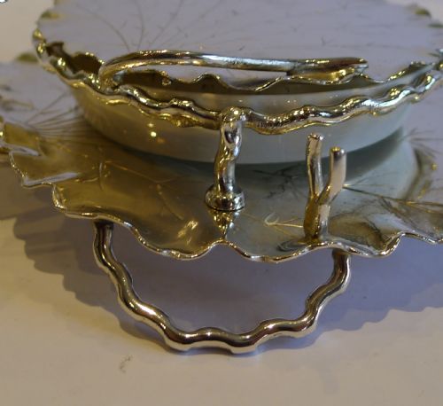 fig 1. Antique Victorian Leaf Butter Dish by Hukin & Heath - 1892