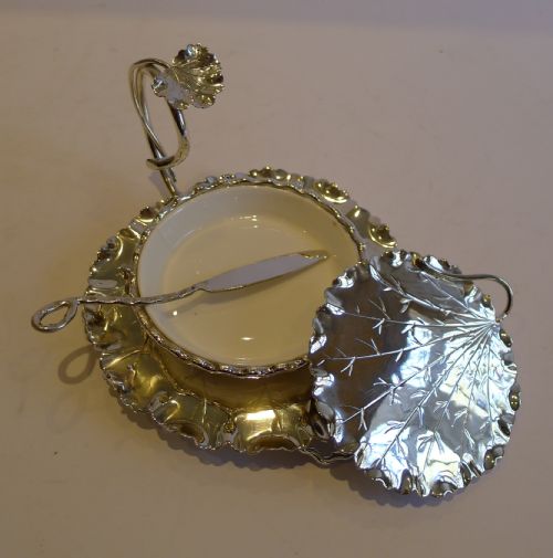 Antique Victorian Leaf Butter Dish by Hukin & Heath - 1892