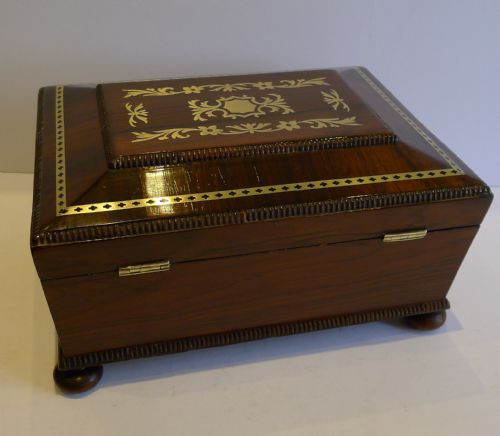 fig 1. Magnificent Antique English Brass Inlaid Table Box c.1820