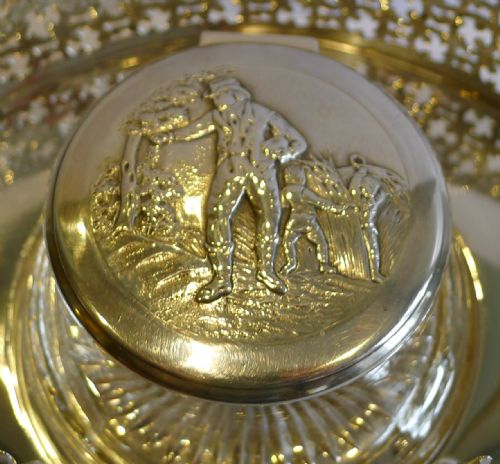 GRAND ANTIQUE ENGLISH STERLING SILVER INKWELL LONDON 1899 - ADDITIONAL PHOTO 5