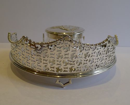 GRAND ANTIQUE ENGLISH STERLING SILVER INKWELL LONDON 1899 - ADDITIONAL PHOTO 7
