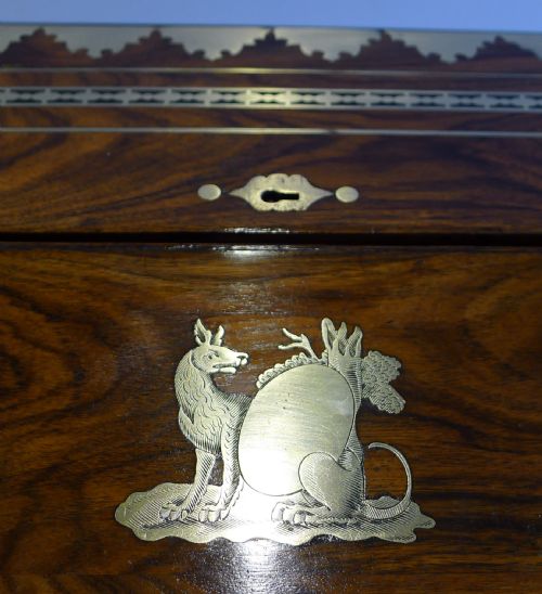 fig 1. English Regency Kingwood Lap Desk - Intricate Cut Brass Inlay c.1820