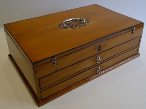 Rare Sheraton Apple Wood Jewellery Box with Original Interior C.1790