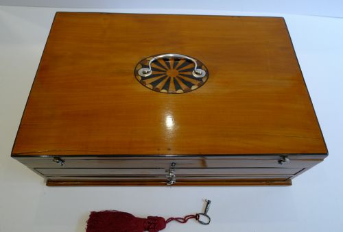 fig 1. Rare Sheraton Apple Wood Jewellery Box With Original Interior c.1790