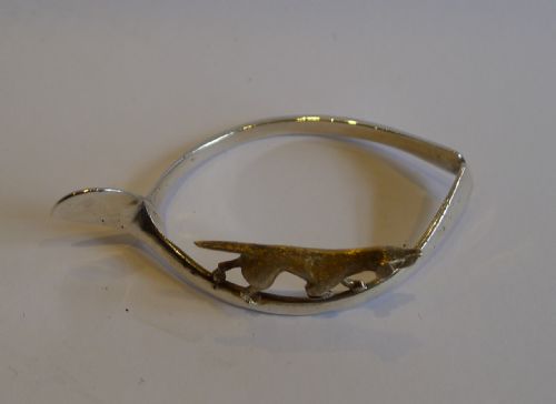 fig 1. Charming English Figural Sterling Silver Napkin Ring With Silver Gilt Dog - 1921