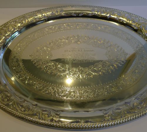 LARGE ANTIQUE ENGLISH PIERCED OR RETICULATED SERVING TRAY BY JH POTTER C1890 - ADDITIONAL PHOTO 2