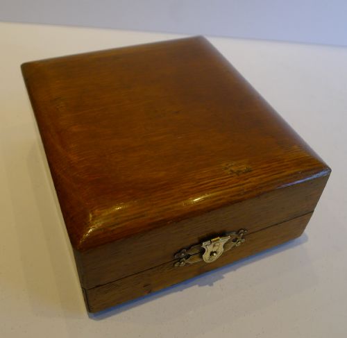 fig 1. Set Six Antique English Napkin Rings In Original Oak Presentation Box c.1890