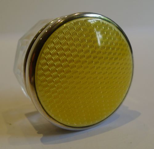 Stunning Small Antique Sterling Silver & Guilloche Enamel Vanity Pot or Jar