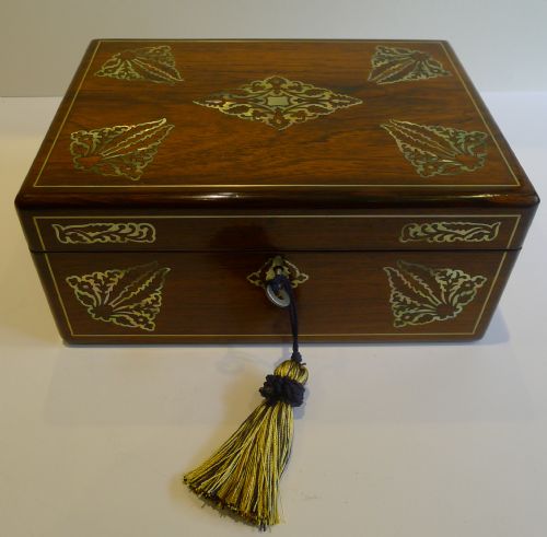English William IV Table Box in Rosewood - Mother of Pearl Inlaid, C.1830