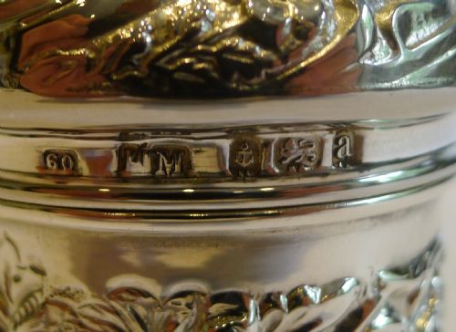 fig 1. Unusual Antique English Sterling Silver Vanity Jar With Cranberry Glass Liner