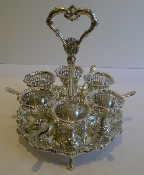Antique English Silver Plated Egg Cruet Set C.1890