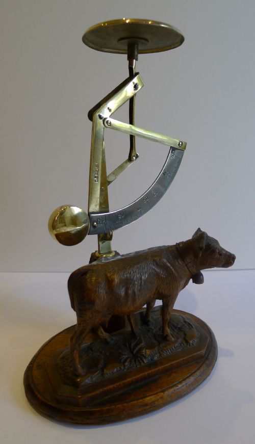 Rare Figural Black Forest Letter Scale C.1890 - Cow
