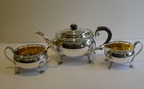 Pretty English Sterling Silver Tea Set - 1925 by Docker & Burn