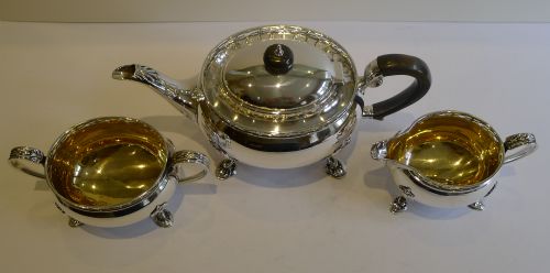 fig 1. Pretty English Sterling Silver Tea Set - 1925 by Docker & Burn