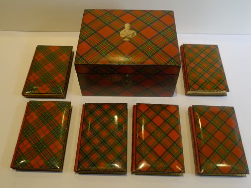 Magnificent & Rare Tartan Ware Box Containing Scott's Poetical Works C.1870