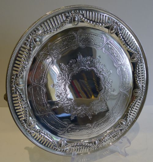 Stunning Antique English Silver Plated Salver / Tray C.1890 by Martin Hall