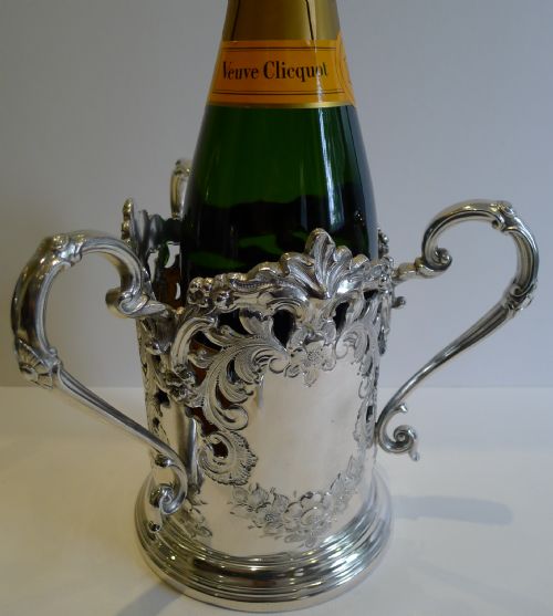 Fabulous Antique English Wine or Champagne Holder - Unusual Three Handled C.1890