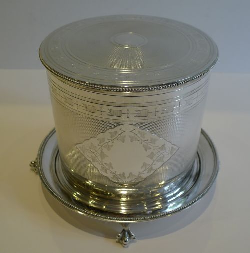Antique English Silver Plated Biscuit Box by Elkington - 1873