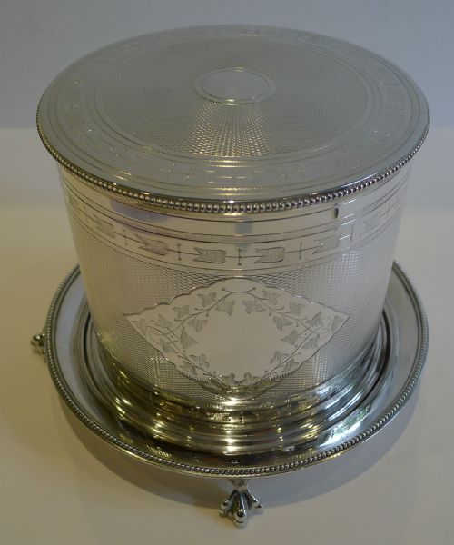 fig 1. Antique English Silver Plated Biscuit Box by Elkington - 1873