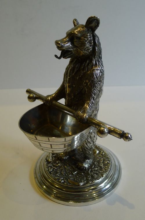 Fabulous Antique English Figural Pocket Watch Holder - Bear C.1874