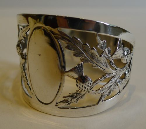 Antique English Sterling Silver Napkin Ring - Scottish Thistles - 1914