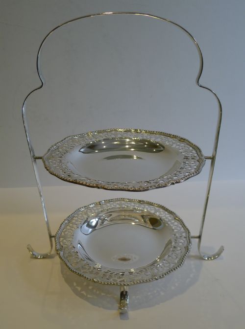 Antique English Cake Stand in Silver Plate C.1880 by Henry Wilkinson