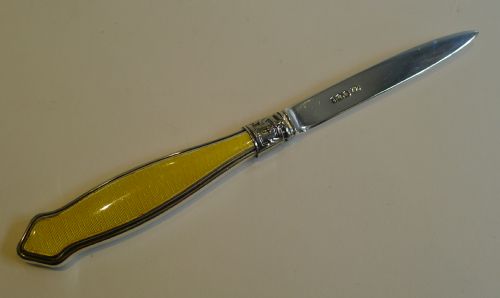 Fabulous Sterling Silver & Guilloche Enamel Letter Opener - 1933
