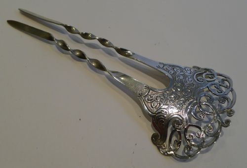 Quality English Victorian Sterling Silver Hair Comb - 1897