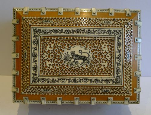 Antique Anglo Indian Sandalwood & Ivory Table Box C.1870