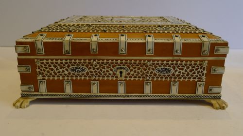 fig 1. Antique Anglo Indian Sandalwood & Ivory Table Box c.1870