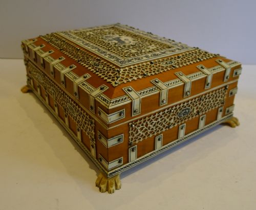 fig 2. Antique Anglo Indian Sandalwood & Ivory Table Box c.1870