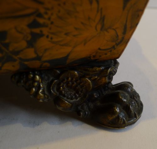 FABULOUS ANTIQUE ENGLISH PENWORK DOUBLE COMPARTMENT TEA CADDY C1820 - ADDITIONAL PHOTO 4