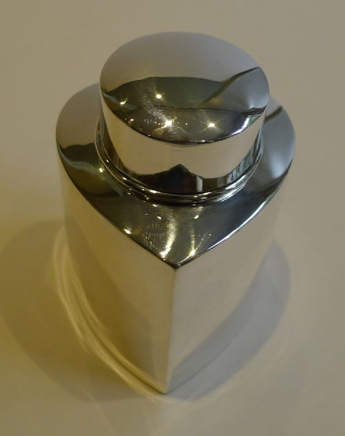 Antique English Sterling Silver Heart Shaped Tea Caddy - 1894