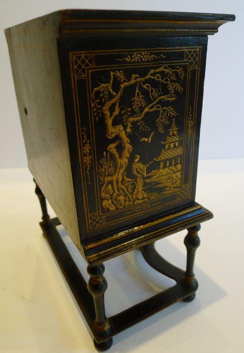 fig 4. Rare Antique English Musical Chinoiserie Perfume Bottle Box - Baccarat Bottles c.1890