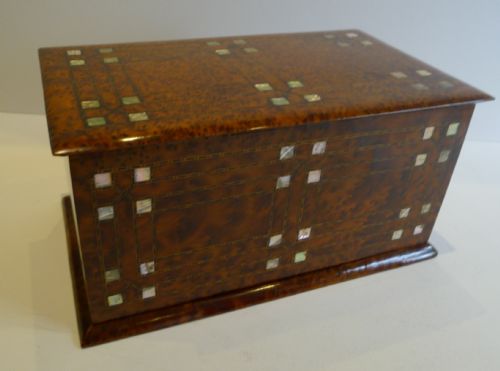Very Unusual Jewelry Box in Lebanon Cedar - Mother of Pearl Inlay C.1910