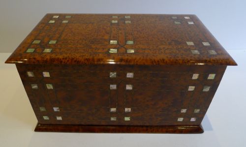 fig 1. Very Unusual Jewelry Box In Lebanon Cedar - Mother of Pearl Inlay c.1910