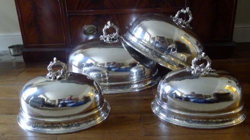 Magnificent Antique English Set Four Graduated Food or Meat Covers C.1880