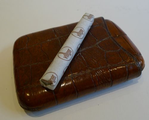 Large Antique English Crocodile / Alligator Cigar Case C.1890